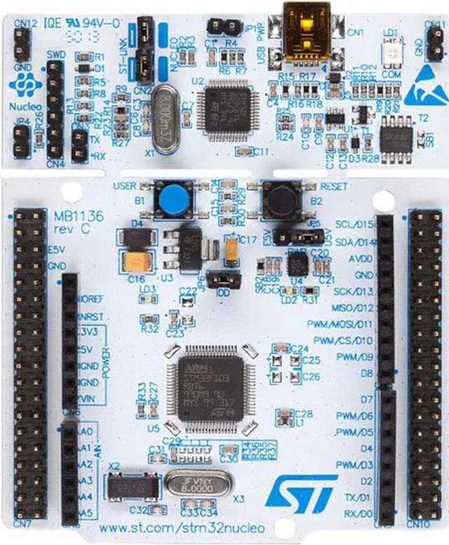 Foto des Nucleo-64-Boards von oben